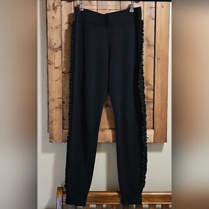 Love Moschino Black Ruffled Trim Pants Size 8